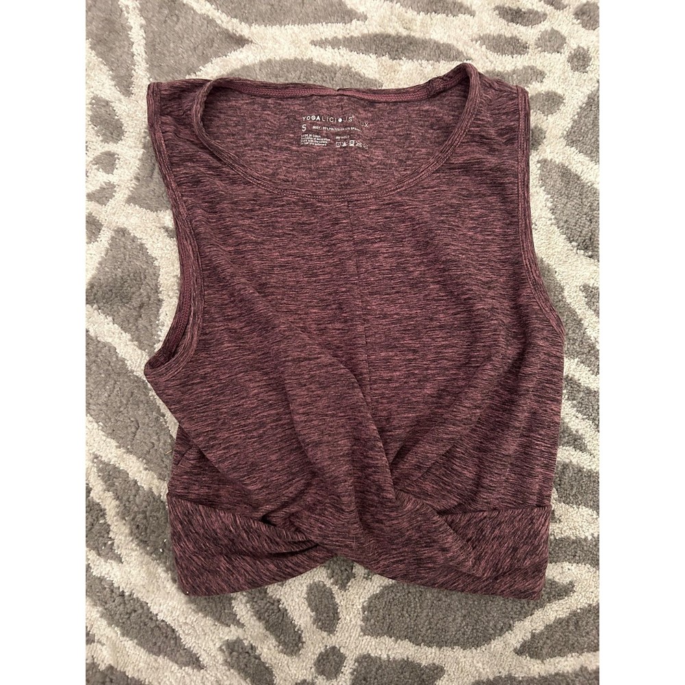 Yogalicious Lux Crisscross Crop Top in Dark Pink - Picture 2 of 5